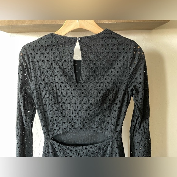 Anthro/ Avec Les Filles| Black Eyelet Dress with Bell Sleeves, Size XS••• - Picture 9 of 15